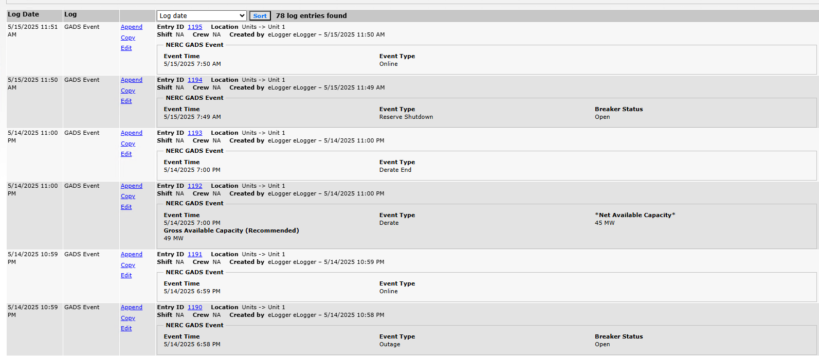 Auto eLogger Entries Overview